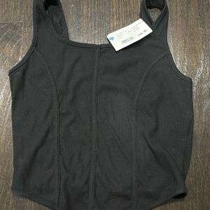 Illa Illa  black tank top corset  ribbed  brand new